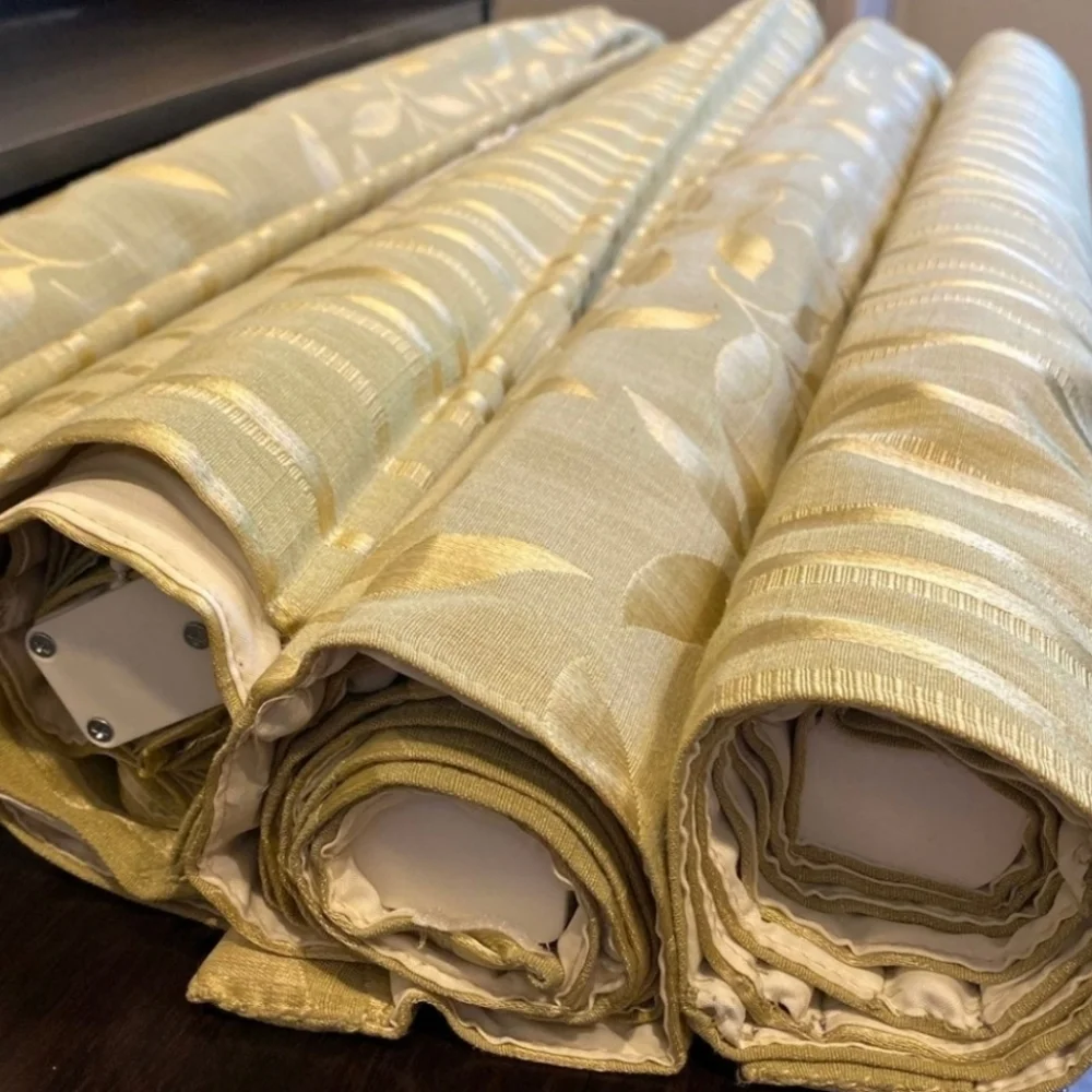 1 ROMAN SHADE FABRIC REPLACEMENT Sage green gold Leaf NO MOUNTING KIT - …
